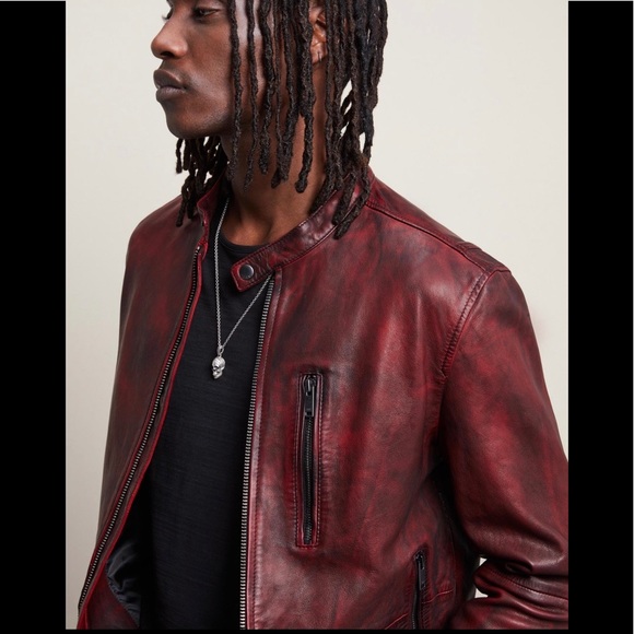 John Varvatos REYES SHEEPSKIN SLIM FIT RACER JACKET IN OXBLOOD. Medium. BNWT - Picture 9 of 14